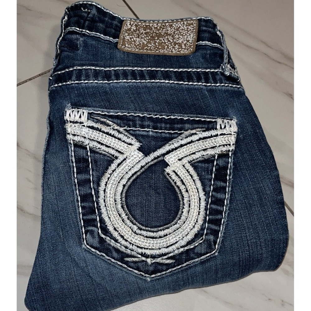 Big Star Liv Jeans Women's 24R Straight Leg Thick Stitch Pockets Low Rise Dark